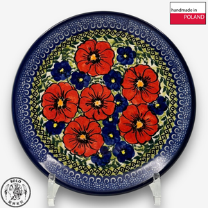 【SOLO歐洲家居】波蘭製 Cerraf 波蘭陶 19cm 圓盤 紅藍花徑系列