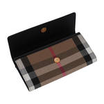 BURBERRY Halton 大格紋帆布及牛皮翻蓋二折長夾/海軍藍, , large