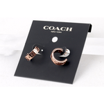 COACH CC Logo 刻印馬蹄圓弧針式耳環/玫瑰金, , large