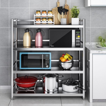 【誠宜居家】120x45x130公分 (三面圍欄-四層不鏽鋼置物架)升級款加粗加厚-加強底部橫梁 收納架 不鏽鋼置物架 不銹鋼置物架 廚房不銹鋼置物架 置物架 家電架 廚房架 架子, , large