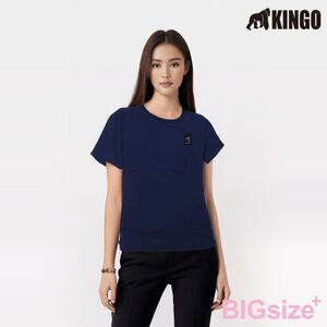 KINGO-大尺碼-女款 圓領T恤-丈青-414129