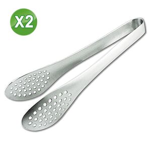 【LMG】日式304不銹鋼萬用料理瀝油夾2入組(料理夾/食物夾)