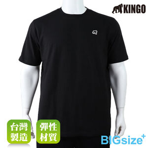 KINGO-大尺碼-男款 圓領T恤-黑-513120