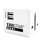 TRISTAR TS-USB170 雙USB萬國旅行轉接頭 3.1A 快速充電 四國插頭設計(百/黑), , large