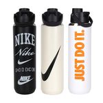 NIKE SS RECHARGE 大口徑保冷瓶 24OZ/GRAPHIC 運動水壺 隨身杯 水瓶 轉蓋 防漏 黑 米 白, 黑, large