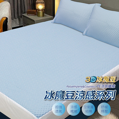 【多利寶寢具】VICTORIA 3D冰魔豆雙人加大床包組-藍