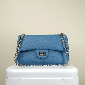 【M2nd】 Ostrich Class Flap Bag with Chain