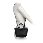LONGCHAMP Roseau XS 竹節釦牛皮手提/斜背迷你二用包/黑色, , large