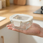 高硼矽玻璃保鮮盒 【170ml~1050ml】 鋼化玻璃蓋 可微波 不卡油 好清洗 透明可視 密封防漏 便當盒 玻璃碗, , large