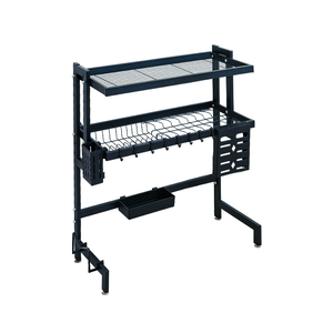 [Y HOUSE] Kitchen Sink Rack - 65cm Dish Rack Drain Rack Dish Rack Drain Basket Kitchen Storage Rack - Double Layer Black