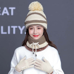 】4IN1 秋冬加絨保暖毛帽4件組(針織帽/頭, , large