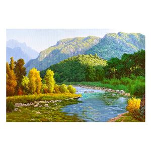 【御畫房】春水長流 國家一級畫師手繪油畫60×90cm(VF-81)