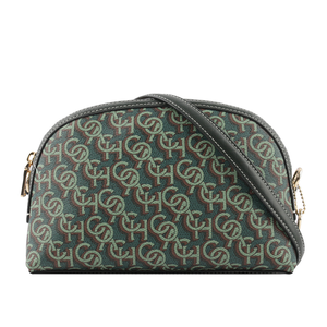 COACH Madi Monogram 塗層帆布拼皮革拉鍊貝殼包/綠色