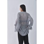 (2XL) lancylancy寬鬆透膚灰綠色襯衫上衣二手衣, , large