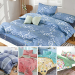 柔絲絨雙人四件式印花兩用被床包組, , large
