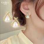 【Gulicc】古莉可 耳環  韓版交叉珍珠耳釘, , large
