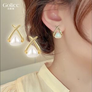 【Gulicc】古莉可 耳環  韓版交叉珍珠耳釘