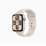 Apple Watch SE2 GPS ; 44mm星光色鋁金屬錶殼搭配星光色運動錶帶S/M _ 台灣公司貨+錶貼＋錶套, , large