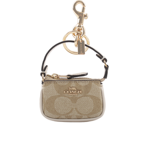 COACH Mini Nolita 手提包造型吊飾/鑰匙圈/淺卡其/白色