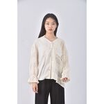 (XL) bella質感拼接杏色長袖上衣二手衣, , large