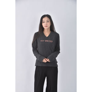 (M) ny jeansV領灰色長袖上衣二手衣