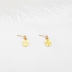 【Angel & Me】羅盤 指北針 s925 純銀 厚鍍 24k純金 耳環 一對, , large