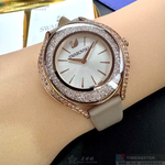 [星晴錶業]SWAROVSKI手錶,36mm,SW00026銀白色錶面玫瑰金錶殼象牙白真皮皮革錶帶款, , large