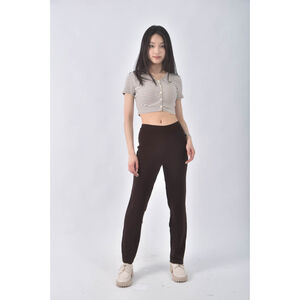 (S) 高腰純羊毛棕色長褲二手衣