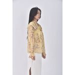 (S) alice s質感碎花透膚黃色長袖上衣二手衣, , large