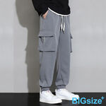 大尺碼-日系潮流工裝褲-黑/灰-0204170, , large