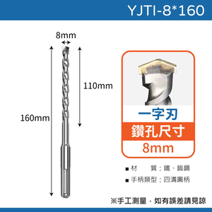 鉅玉經典｜TIGER虎牌  一字刃四溝水泥鑽尾 YJTI-8*160