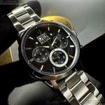 [星晴錶業]BULOVA手錶,44mm,BU00006黑色錶面銀錶殼銀色精鋼錶帶款, , large