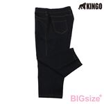 KINGO-女大尺碼-彈力 七分褲-黑-444302, , large