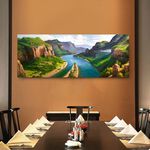 【御畫房】江山攬勝 國家一級畫師手繪油畫60×120cm(VF-45), , large