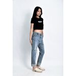 (L) p two jeans高腰丹寧牛仔質感棉質純棉藍色長褲二手衣, , large