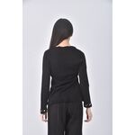 (S) betty s羊毛V領黑色長袖上衣二手衣, , large