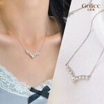 【Gulicc】古莉可 項鍊 微鑲方晶V型性感珍珠項鍊, , large