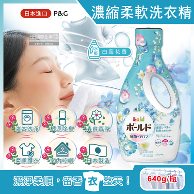 [日日好物]日本P&G Bold-超濃縮強洗淨除臭室內晾曬花香氛柔軟全效洗衣精640g/瓶(多款可選)