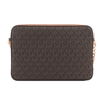 Michael Kors 金字滿版LOGO拚色方形鏈帶斜背包/咖啡色, , large