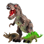 【啾愛你】電動行走暴龍(內附兩隻小恐龍 會走路有聲光效果)-棕色, , large