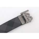 BURBERRY TB Logo 帆布及牛皮寬3.5cm雙面可用皮帶/炭灰/石墨黑, , large