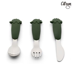 官方直營【Citron】幼兒餐具三件組_森林綠