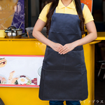 H肩帶牛仔四口圍裙-80*70cm-黑色-4件, , large