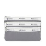 |快速出貨|Lesportsac 3-zip Cosmetic 三層拉鍊化妝包 -滾邊寧靜灰, , large