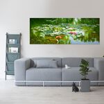 【御畫房】荷塘春色 國家一級畫師手繪油畫60×120cm(VF-38), , large