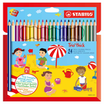 STABILO 德國 思筆樂 Trio thick 繽紛樂三角筆身油性色鉛筆(內含專用削筆器) 紙盒 24色組 / 盒 ST203/2-24, , large