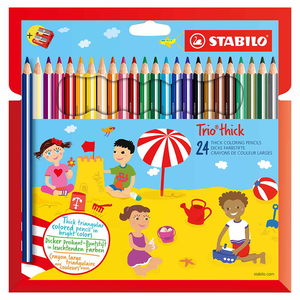STABILO 德國 思筆樂 Trio thick 繽紛樂三角筆身油性色鉛筆(內含專用削筆器) 紙盒 24色組 / 盒 ST203/2-24
