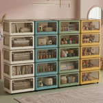 【AOTTO】45L升級加厚款五開門可疊加折疊收納箱-藍色5入(AL-250B), , large