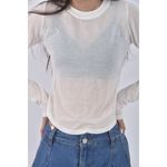 (S) 【里唯私服】mouggan質感微透膚白色長袖上衣二手衣, , large