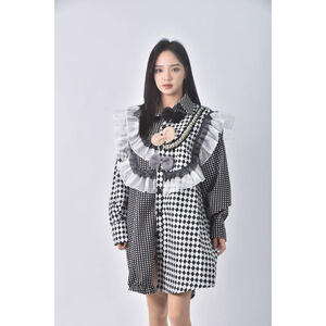 (L) 【董仔私服】kexin圓點菱格黑色洋裝二手衣